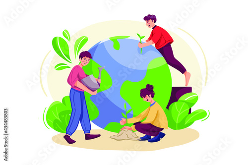 Mother Earth Day Illustration concept. Flat illustration isolated on white background.