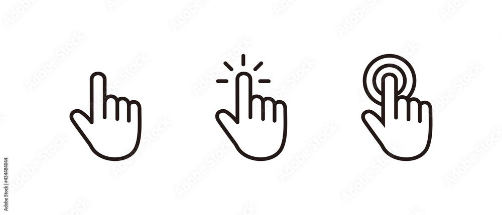 Hand Cursor icon set, Click icon vector