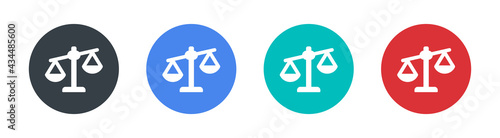 Justice concept. Set of vector icon unbalanced scales, legal symbol.