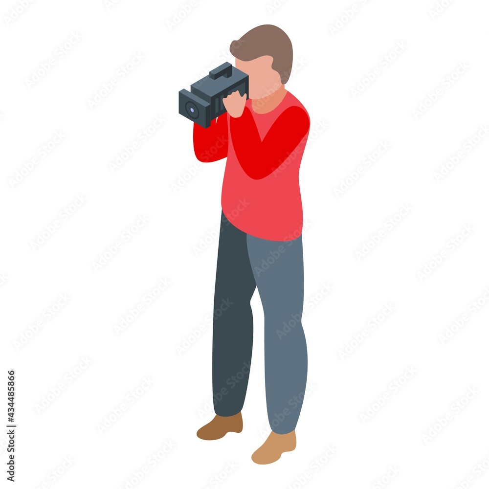 Cameraman icon. Isometric of Cameraman vector icon for web design isolated on white background Cameraman icon. Isometric of Cameraman vector icon for web design isolated on white background