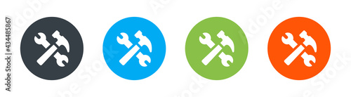 Wrench and hammer, tools icon. Vector illustration