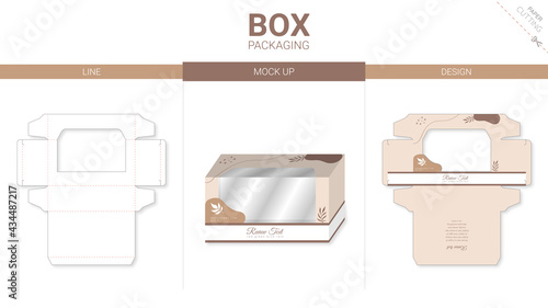 Box packaging and mockup die cut template