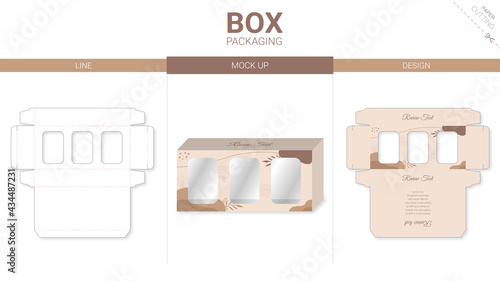 Box packaging and mockup die cut template