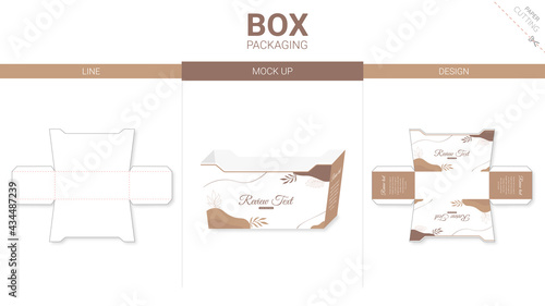 Box packaging and mockup die cut template