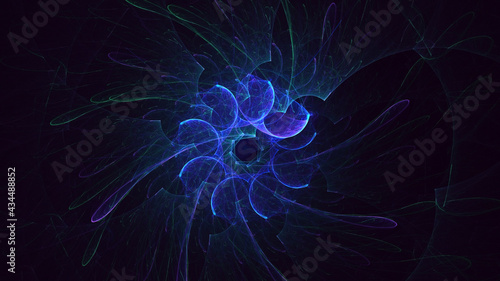 3D rendering abstract multicolor fractal light background