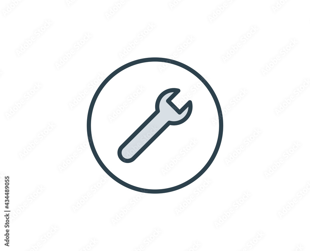 Wrench flat icon. Single high quality outline symbol for web design or mobile app. House thin line signs for design logo, visit card, etc. Outline pictogram EPS10 Wrench flat icon. Single high quality outline symbol for web design or mobile app. House thin line signs for design logo, visit card, etc. Outline pictogram EPS10