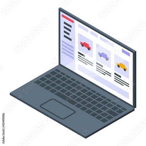 Laptop car buying icon. Isometric of Laptop car buying vector icon for web design isolated on white background