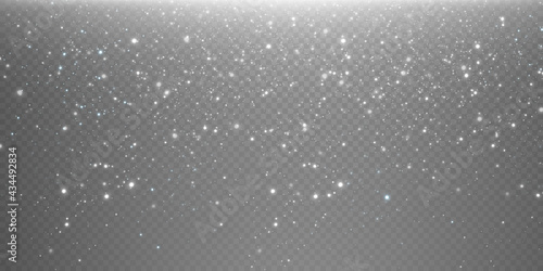 Christmas background. Powder PNG. Magic shining white dust. Fine, shiny dust particles fall off slightly. Fantastic shimmer effect.