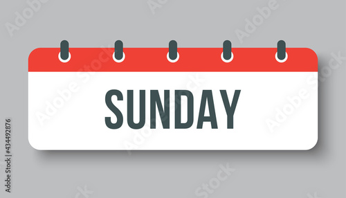 Template icon page calendar, day of week Sunday