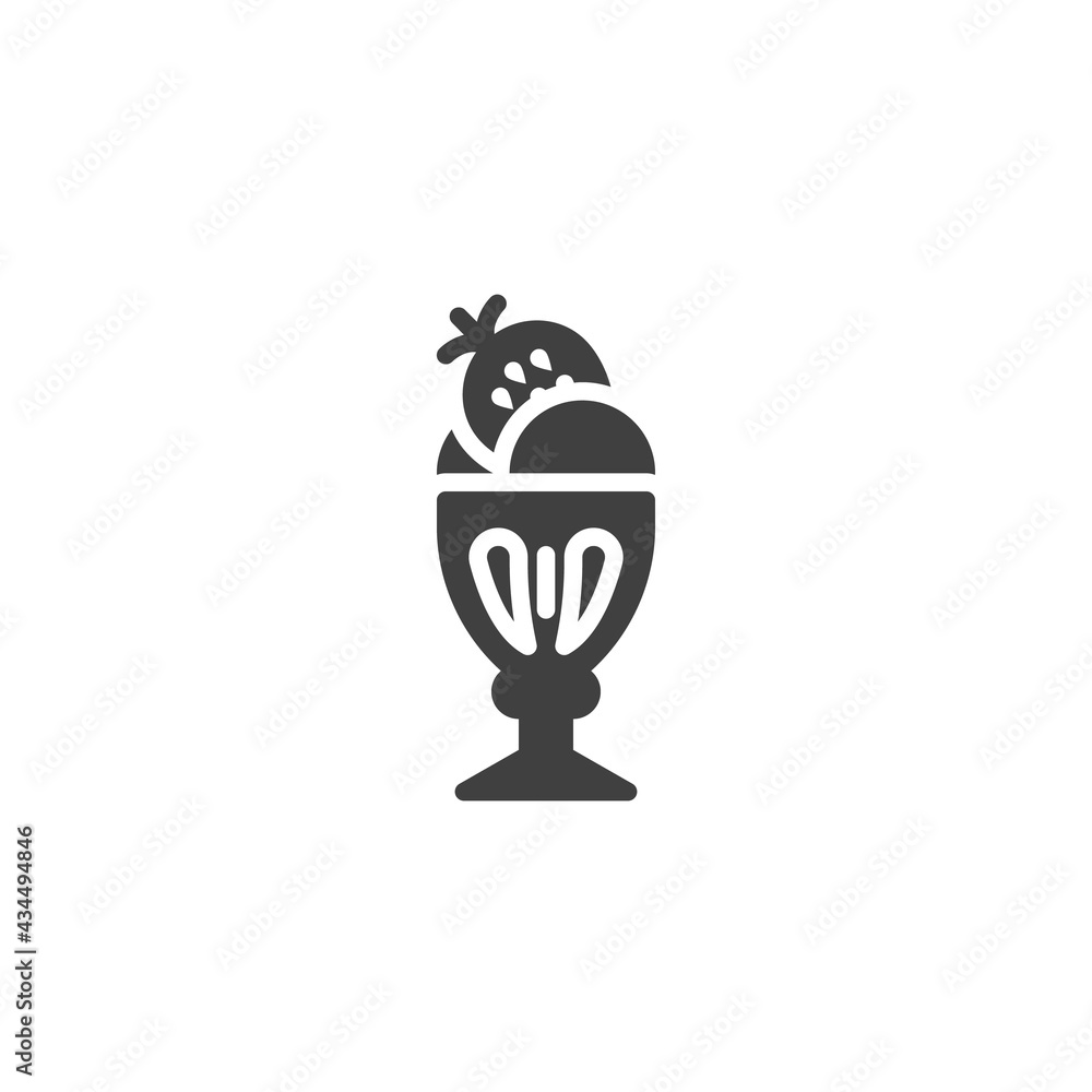 Strawberry ice cream cup vector icon Strawberry ice cream cup vector icon