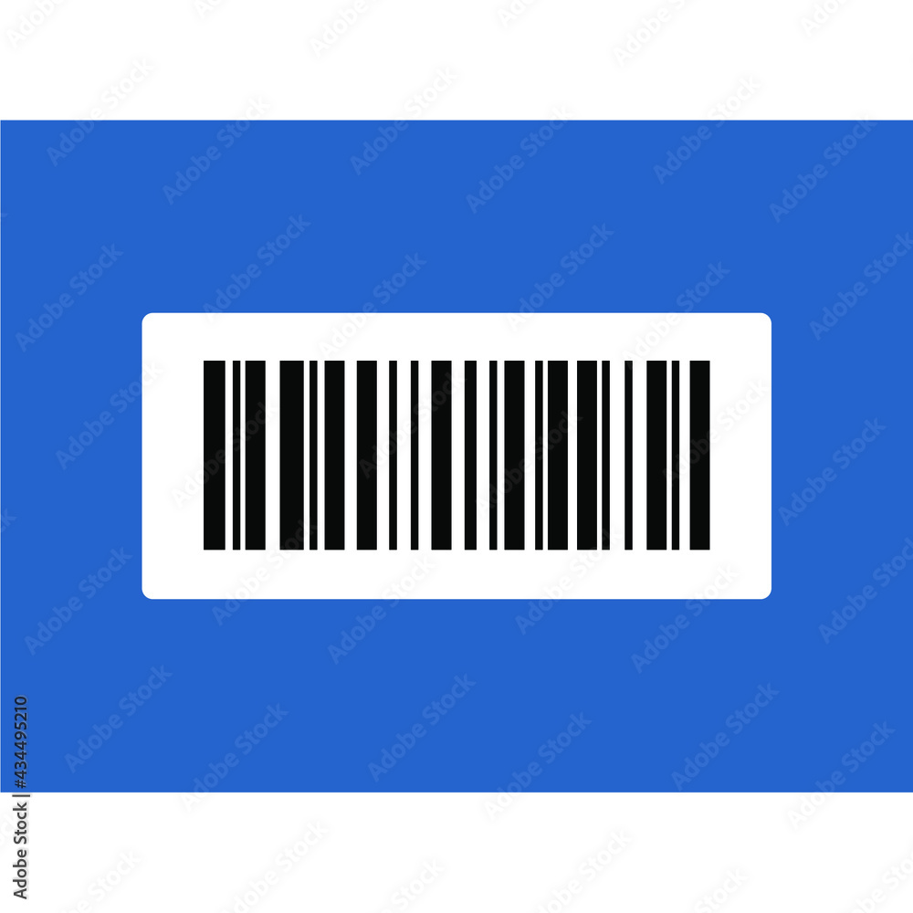 Vector image of barcode in white box on blue background Vector image of barcode in white box on blue background