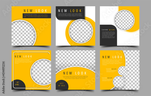 Set of Social media post template design. Modern square banner with place for the photo. Usable for social media, website, flyer, and banner.