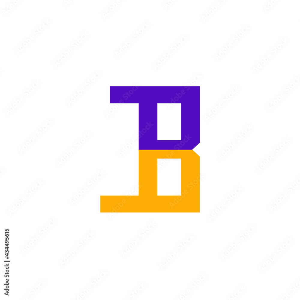 abstract logo letter B in dark yellow and purple color abstract logo letter B in dark yellow and purple color