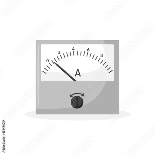 Vector illustration of an isolated ammeter. Power measurement icon. ammeter for measuring amperage in amperes.