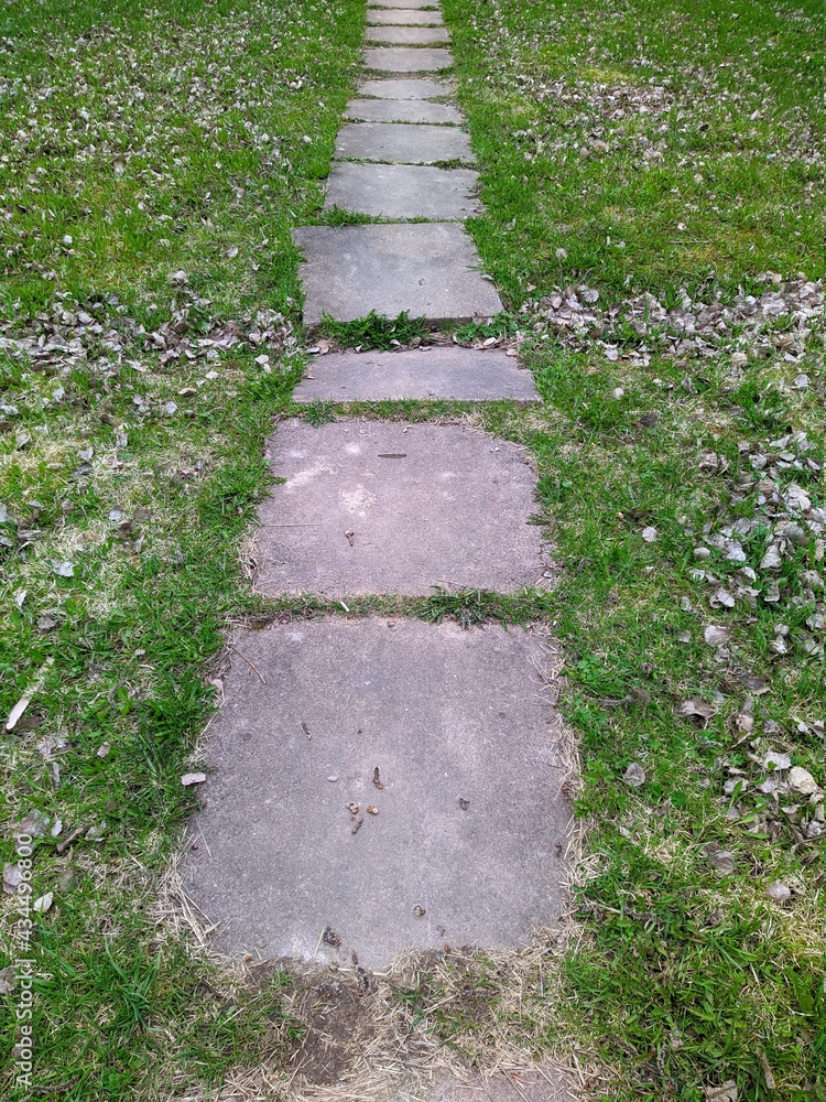 path in the park is made of concrete square slabs path in the park is made of concrete square slabs