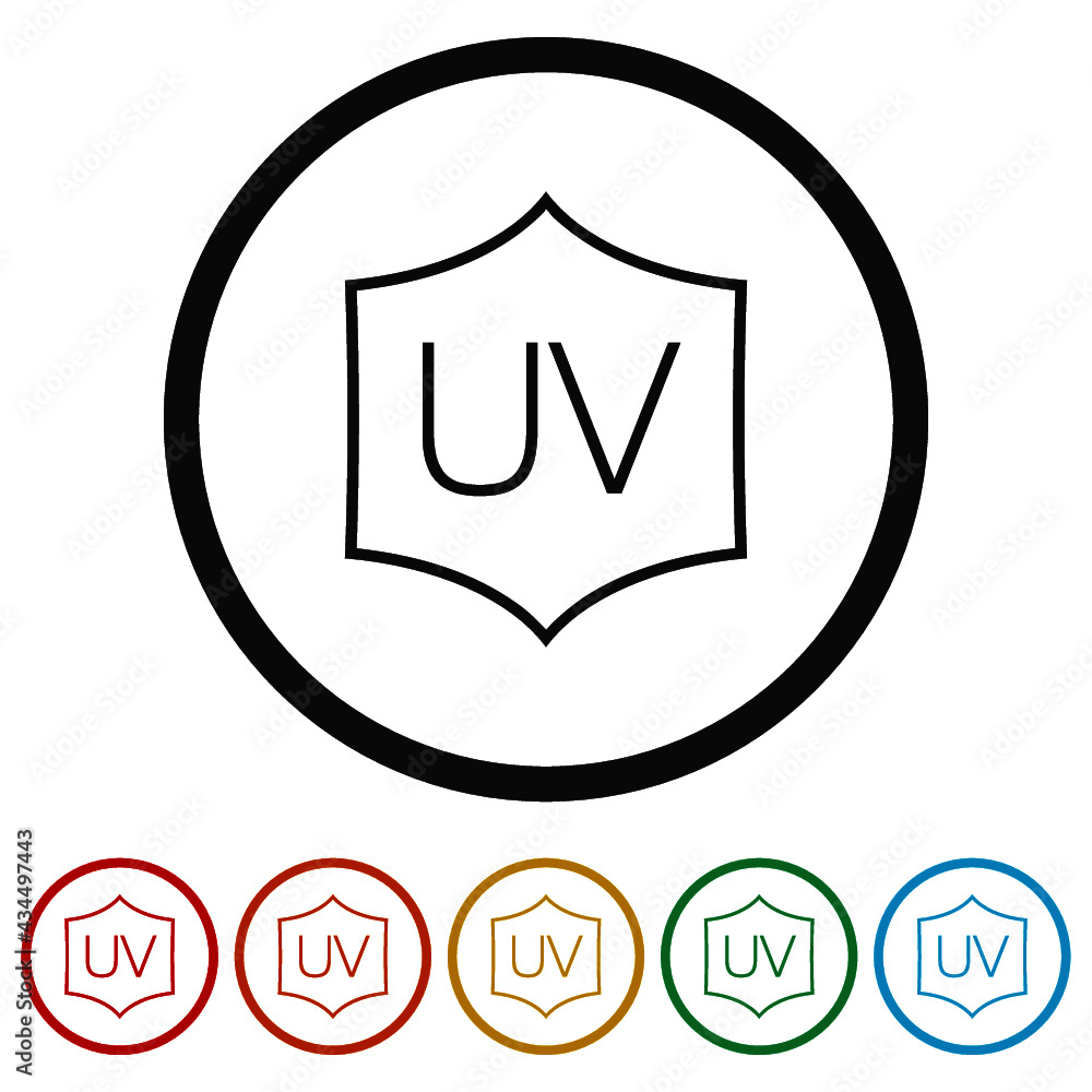 UV ray warning ring icon isolated on white background color set