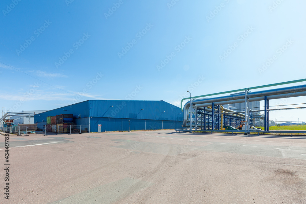 Industrial warehouse complex in port