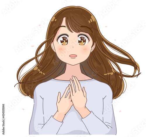 心のなかにある何かを発見してときめく若い女の子 アニメタッチ
