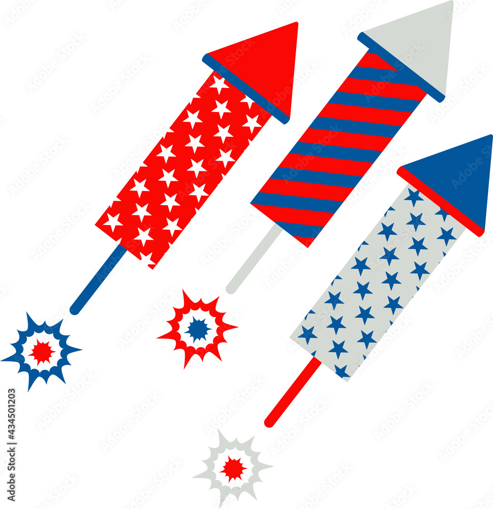 Fototapeta premium Fireworks flat vector icon. Independence day of USA. July fourth