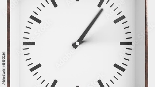 Time evolution concept.  Simple business clock face with minute and hour hands travel faster and faster to extreme scale.