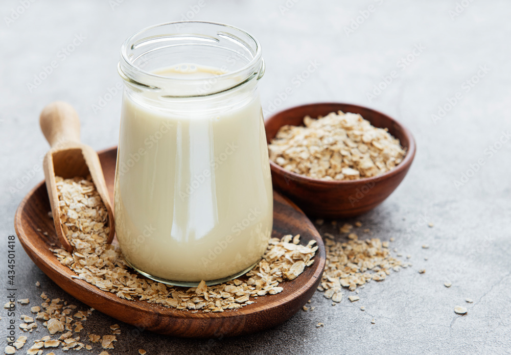 Vegan oat milk, non dairy alternative milk Vegan oat milk, non dairy alternative milk