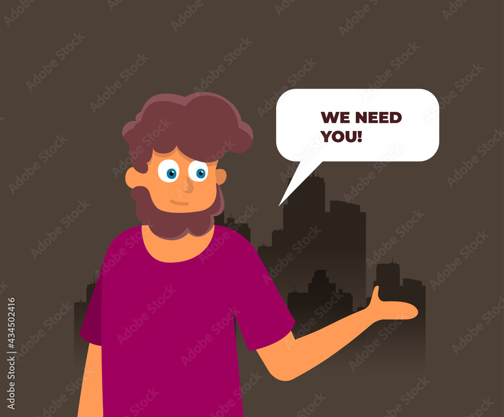 Man with megaphone. Business hiring and recruiting concept. Flat vector illustration. Man with megaphone. Business hiring and recruiting concept. Flat vector illustration.