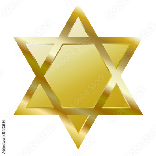 vector gold star of David. flat image of a six pointed star