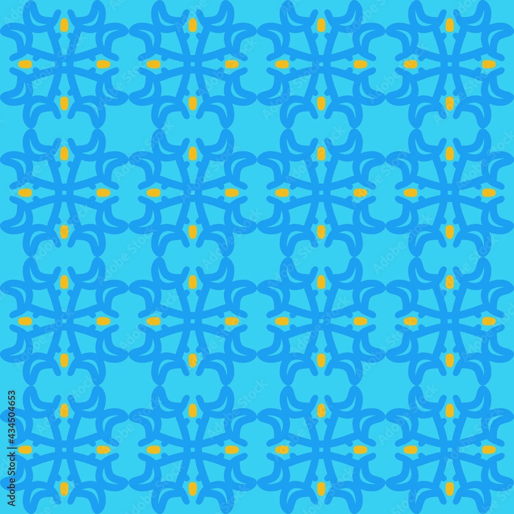 blue yellow orange mandala art seamless pattern floral creative design background vector illustration