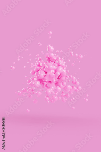 3D background of abstract pink shiny spheres. 3D rendering.