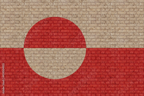 3D Flag of Greenland on brick wall