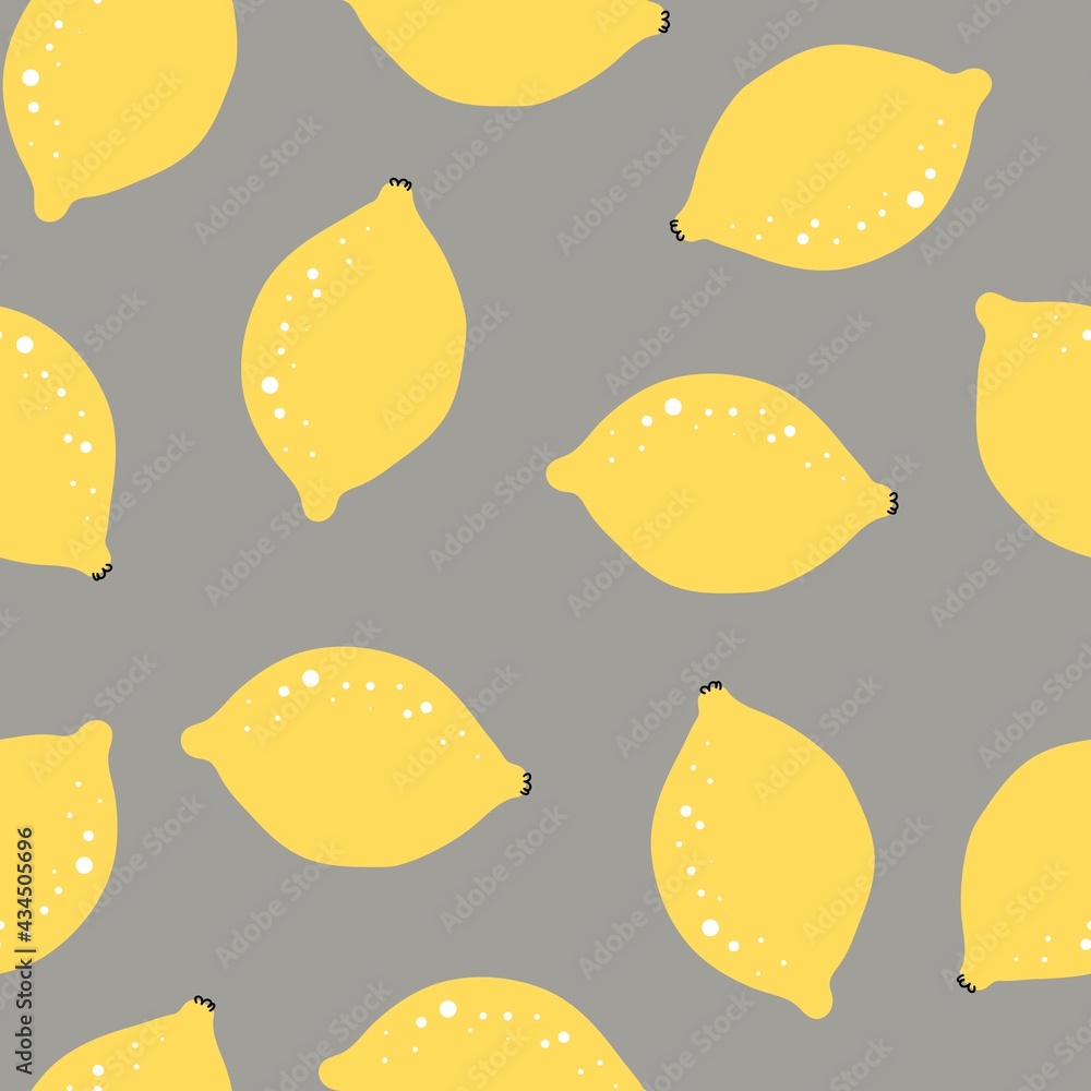 Seamless pattern with cartoon lemons. vector flat style. hand drawing. design for fabric, textile, print, wrapper Seamless pattern with cartoon lemons. vector flat style. hand drawing. design for fabric, textile, print, wrapper