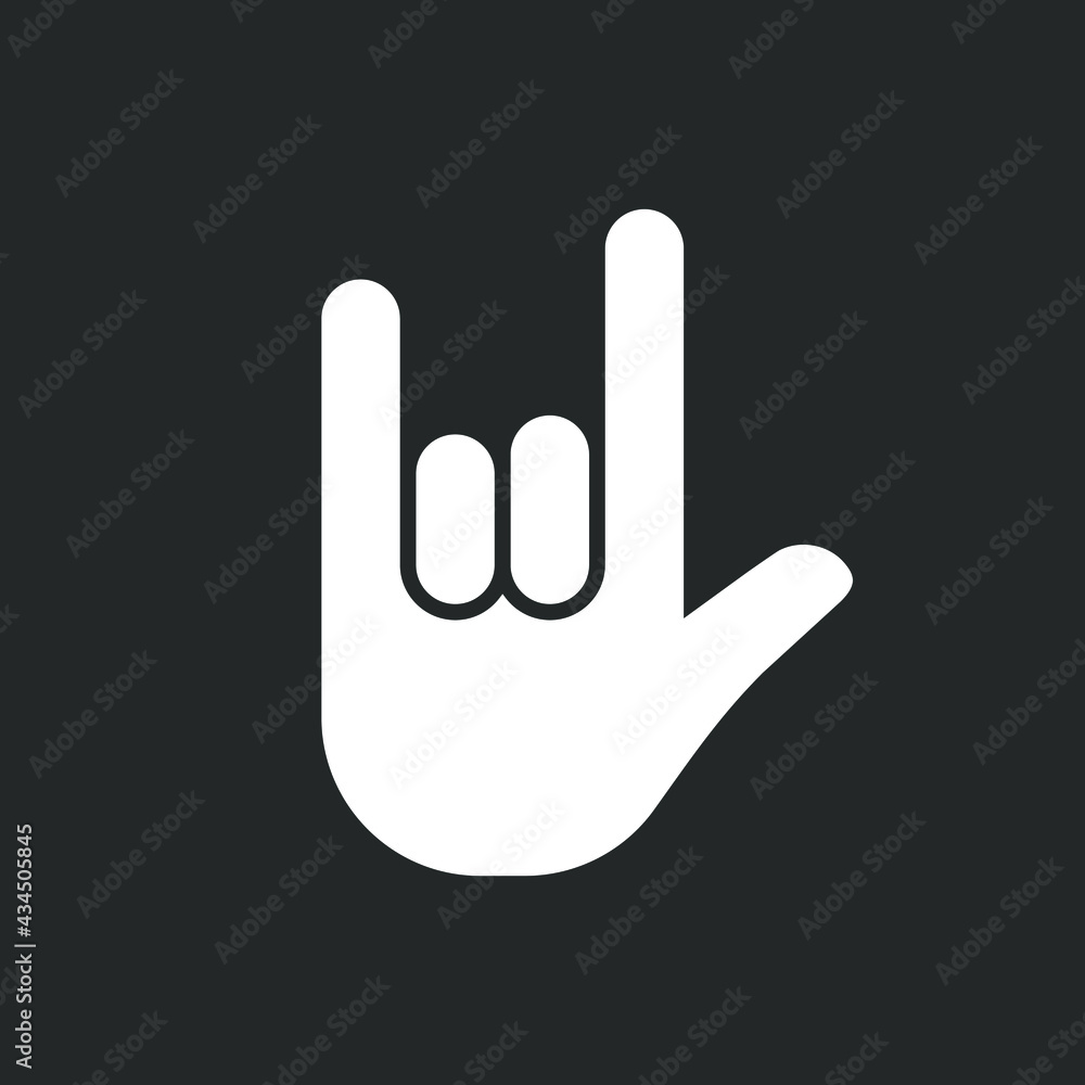 Rock hand gesture icon. Devil horns sign. Heavy metal music symbol. Mouse click cursor logo silhouette. Vector illustration image. Rock hand gesture icon. Devil horns sign. Heavy metal music symbol. Mouse click cursor logo silhouette. Vector illustration image.