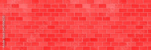 Panorama of Modern red brick wall texture for background