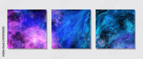 Space Abstract Galaxy Banners set. Vector design.