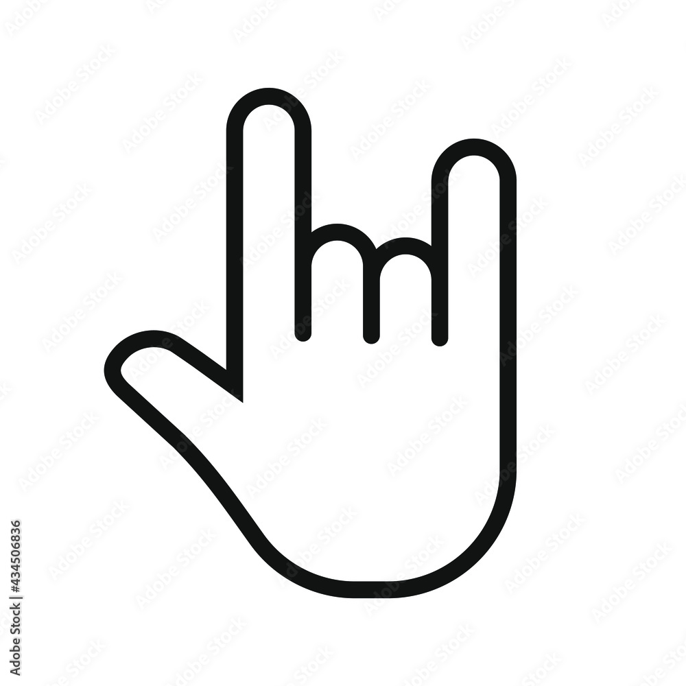 Rock hand gesture icon. Devil horns sign. Heavy metal music symbol. Mouse click cursor logo silhouette. Vector illustration image. Rock hand gesture icon. Devil horns sign. Heavy metal music symbol. Mouse click cursor logo silhouette. Vector illustration image.