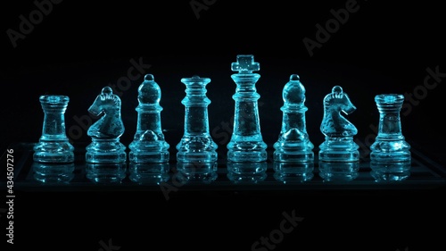 Szklane szachy podświetlane w kolorach rgb
