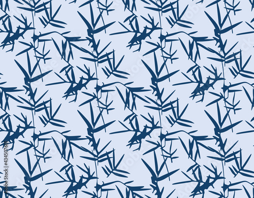 Japanese Bamboo Leaf Vector Seamless Pattern