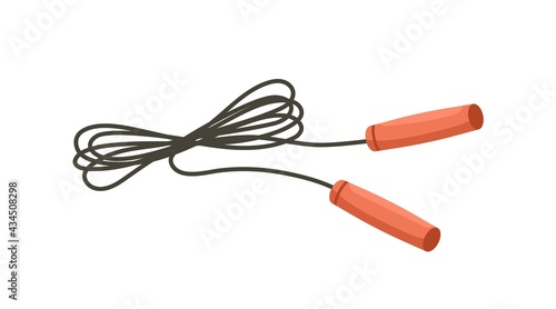 Twisted skipping or jump rope with handles for fitness, cardio exercises, working out and training. Colored flat vector illustration isolated on white background