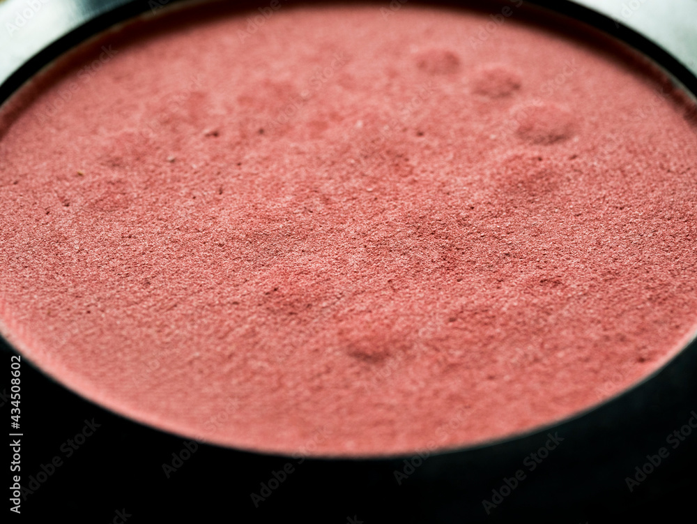 Macro of used blush on in package. Macro of used blush on in package.