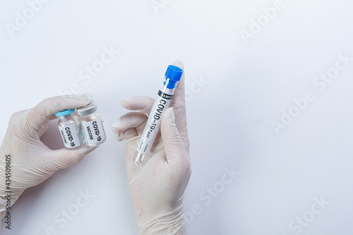 Test tube with blood sample for COVID-19 test
