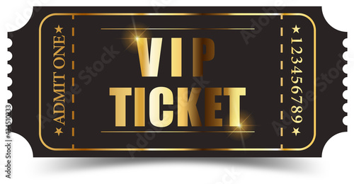 Realistic golden vip ticket