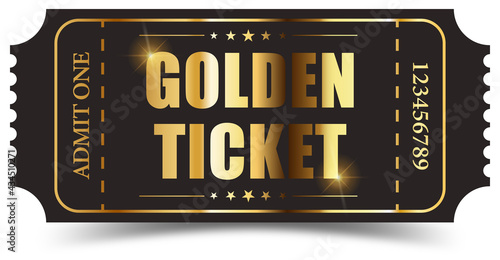 Realistic golden ticket photo