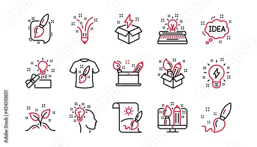 Creativity line icons. Creative designer, Idea and Inspiration. Brush and pencil linear icon set. Linear set. Quality line set. Vector