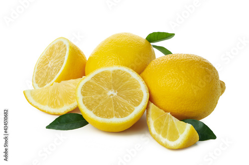 Group of lemons isolated on white background