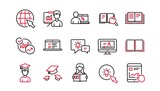 Education line icons. Book, Video tutorial and Instructions. Presentation linear icon set. Linear set. Quality line set. Vector