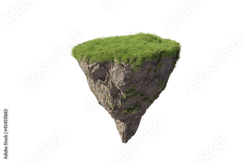 Fantasy floating island with natural grass Isolate, floating island in environmental concept