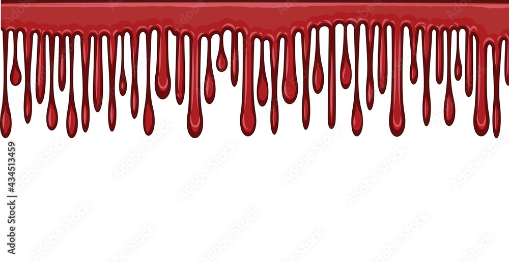 Red streaks of liquid. Cherry, plum or strawberry jam. Red paint runs off thickly. Custard. The drops slide. The isolated object on a white background. Frame. Vector Red streaks of liquid. Cherry, plum or strawberry jam. Red paint runs off thickly. Custard. The drops slide. The isolated object on a white background. Frame. Vector