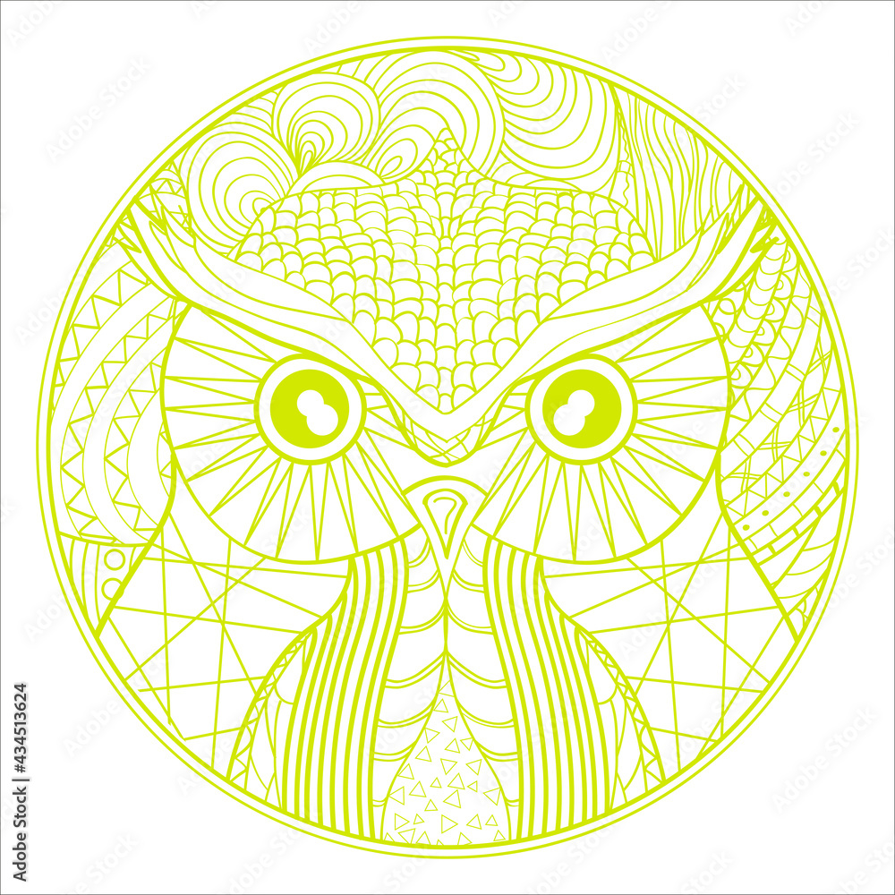Mandala. Zentangle. Hand drawn circle zendala with abstract patterns on