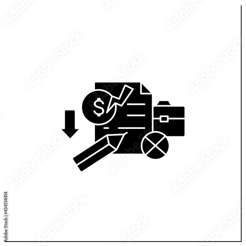 Unemployment claim glyph icon. Documentary. Request for cash benefits after getting laid off from job. Compensation. Joblessness concept.Filled flat sign. Isolated silhouette vector illustration