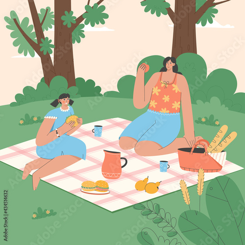 Family spending time at picnic concept